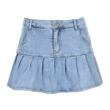 Load image into Gallery viewer, Rapcopter Women Jeans Skirts High Waist Pleated Zipper Mini