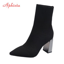 Load image into Gallery viewer, Aphixta Metal Blade Women Stretch Fabric Elastic Stilettos