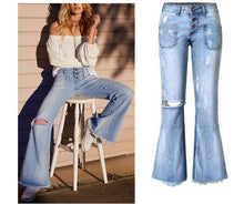Load image into Gallery viewer, New High Waist Irregular Denim Female Flare Jeans