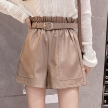 Load image into Gallery viewer, Fashion High Waist Shorts Girls A-line Elegant Leather Wide-legged