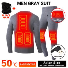 Load image into Gallery viewer, Winter Heated Underwear USB Battery Powered Fleece Thermal Heating