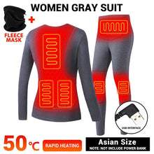 Load image into Gallery viewer, Winter Heated Underwear USB Battery Powered Fleece Thermal Heating