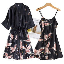 Load image into Gallery viewer, Women Rayon 2PCS Robe Set Lace Sexy Kimono Night Dress
