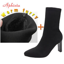 Load image into Gallery viewer, Aphixta Metal Blade Women Stretch Fabric Elastic Stilettos