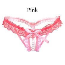 Load image into Gallery viewer, Female Underwear Lace Seamless Thongs Women's Pants Sexy Pearl G-String Women Crotchless Breathable Sleepwear Summer Cool