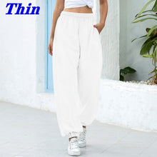 Load image into Gallery viewer, Women Baggy Gray Sports Jogging Pants Wide Leg Oversized Streetwear