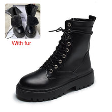 Load image into Gallery viewer, Rimocy PU Leather Ankle Boots Fashion Motorcycle Platform Botas