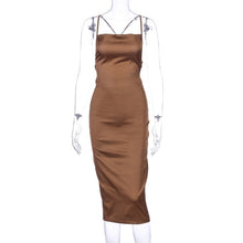 Load image into Gallery viewer, Dulzura neon satin lace up summer women bodycon long midi dress