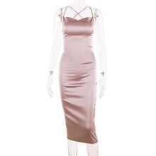 Load image into Gallery viewer, Dulzura neon satin lace up summer women bodycon long midi dress