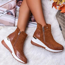 Load image into Gallery viewer, Suede Women Shoes Comfortable Zipper Waterproof Platform Shoes