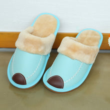 Load image into Gallery viewer, Men Slippers Black New Winter PU Leather Warm Indoor Waterproof