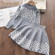 Load image into Gallery viewer, Bear Leader Girls Dress Geometric Pattern Long Sleeve Tutu