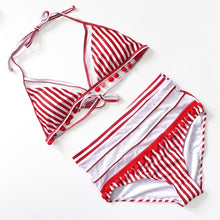 Load image into Gallery viewer, 2021 Sexy Halter Retro Mesh Hollow Out String Biquini Bathing Suit Female Swimsuit High Waist Plus Size Swimwear Women Bikini