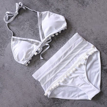 Load image into Gallery viewer, 2021 Sexy Halter Retro Mesh Hollow Out String Biquini Bathing Suit Female Swimsuit High Waist Plus Size Swimwear Women Bikini