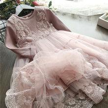 Load image into Gallery viewer, Knitted Chiffon Girl Dress Long Sleeve For Girls