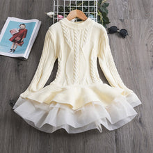 Load image into Gallery viewer, Knitted Chiffon Girl Dress Long Sleeve For Girls