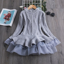 Load image into Gallery viewer, Knitted Chiffon Girl Dress Long Sleeve For Girls