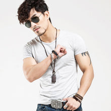 Load image into Gallery viewer, 2021 Brand New Men T Shirt Tops V neck Short Sleeve Tees Men's Fashion Fitness Hot T-shirt For Male Free Shipping Size 5XL