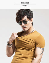 Load image into Gallery viewer, 2021 Brand New Men T Shirt Tops V neck Short Sleeve Tees Men's Fashion Fitness Hot T-shirt For Male Free Shipping Size 5XL