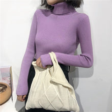 Load image into Gallery viewer, 2021 Autumn Winter Thick Sweater Women Knitted Ribbed Pullover Sweater Long Sleeve Turtleneck Slim Jumper Soft Warm Pull Femme