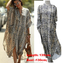 Load image into Gallery viewer, Kaftan Beach Print Snakeskin Swimsuit cover up