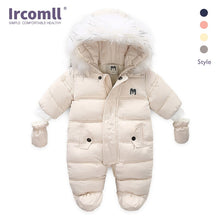 Load image into Gallery viewer, Ircomll Thick Warm Infant Baby Jumpsuit Hooded Inside Fleece Boy Girl Winter Autumn Overalls Children Outerwear Kids Snowsuit
