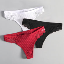 Load image into Gallery viewer, Women's Lace Fashion Cotton G-string Letter Thong Panties Sexy low Waist Briefs Underwear Female Lingerie Intimate Pants