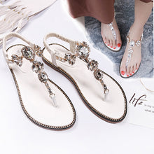 Load image into Gallery viewer, Koovan Women's Flat Sandals 2021 New Female Diamond Beach Footwear Roman Shoes Slope With Bohemian Anti-skid Flip-flops