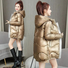Load image into Gallery viewer, 2021 New Winter Jacket Parkas Women Glossy Down Cotton Jacket Hooded Parka Warm Female Cotton Padded Jacket Casual Outwear P985