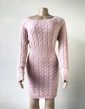 Load image into Gallery viewer, Elegant Knitted Dress Fall Long Sleeve Womens Dresses Solid Off Shoulder Slim Fit Mini Vestidos Bodycon Winter Clothes SJ3566R