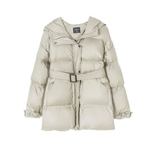 Load image into Gallery viewer, Toppies 2021 Winter Hooded Puffer Jacket Coat Women Parkas Belt Long Jacket Oversized Outwear Women Clothing