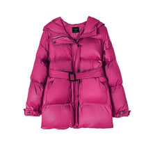 Load image into Gallery viewer, Toppies 2021 Winter Hooded Puffer Jacket Coat Women Parkas Belt Long Jacket Oversized Outwear Women Clothing