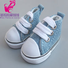 Load image into Gallery viewer, 5cm Doll Shoes Denim Sneakers for BJD dolls,Fashion Denim Canvas Mini Toy Shoes 1/6 Bjd For handmade Doll