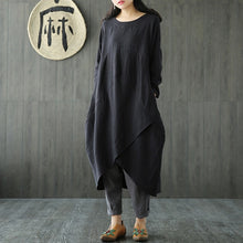 Load image into Gallery viewer, ZANZEA Women Autumn Long Sleeve Irregular Hem Loose Soid Midi Dress Vintage Vestido Casual Party Tunic Dresses Robe Sundress