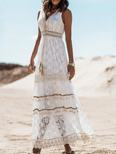 Load image into Gallery viewer, Boho Dress Women Summer Sleeveless Dress Female Solid Lace V Neck Sundress Ladies Hollow Out Beach Dress Vestidos De Mujer
