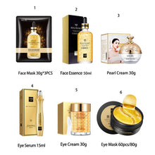 Load image into Gallery viewer, Skin Care Set 24K Gold Nicotinamide Face Essence Collagen Face Cream Moisturizing Face Mask Brighten Eye Cream Crystal Eye Patch
