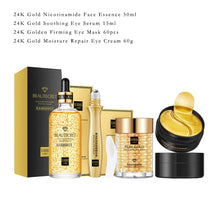 Load image into Gallery viewer, Skin Care Set 24K Gold Nicotinamide Face Essence Collagen Face Cream Moisturizing Face Mask Brighten Eye Cream Crystal Eye Patch
