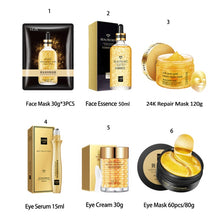 Load image into Gallery viewer, Skin Care Set 24K Gold Nicotinamide Face Essence Collagen Face Cream Moisturizing Face Mask Brighten Eye Cream Crystal Eye Patch
