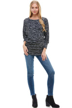 Load image into Gallery viewer, Two Tone Cozy Knit Dolman Sleeves Assymetrical Top
