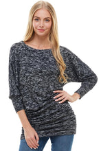 Load image into Gallery viewer, Two Tone Cozy Knit Dolman Sleeves Assymetrical Top
