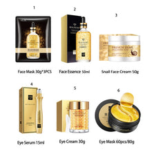 Load image into Gallery viewer, Skin Care Set 24K Gold Nicotinamide Face Essence Collagen Face Cream Moisturizing Face Mask Brighten Eye Cream Crystal Eye Patch
