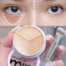 Load image into Gallery viewer, 3 Colors Contour Concealer Palette with Brush Moisturizing Full Coverage Acne Spot Dark Circles Concealer Cream Makeup Cosmetics
