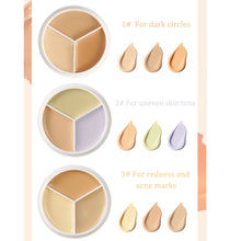 Load image into Gallery viewer, 3 Color Concealer Palette Makeup Foundation Cream Waterproof Long Lasting Contour Palette Cover Dark Circles Acne Marks Brighten
