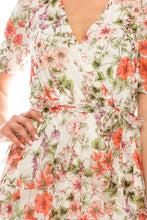 Load image into Gallery viewer, London Times White Coral Tiered Floral Print Dress
