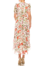 Load image into Gallery viewer, London Times White Coral Tiered Floral Print Dress
