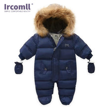 Load image into Gallery viewer, Ircomll Thick Warm Infant Baby Jumpsuit Hooded Inside Fleece Boy Girl Winter Autumn Overalls Children Outerwear Kids Snowsuit
