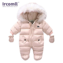 Load image into Gallery viewer, Ircomll Thick Warm Infant Baby Jumpsuit Hooded Inside Fleece Boy Girl Winter Autumn Overalls Children Outerwear Kids Snowsuit
