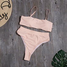 Load image into Gallery viewer, Minimalism Le Solid Swimwear High Waist Bikini Set New Brazilian
