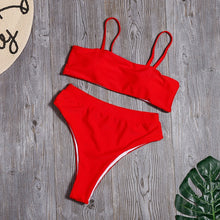 Load image into Gallery viewer, Minimalism Le Solid Swimwear High Waist Bikini Set New Brazilian
