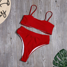 Load image into Gallery viewer, Minimalism Le Solid Swimwear High Waist Bikini Set New Brazilian
